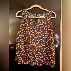Maison Jules Cherry Patterned Sleeveless Blouse. Size M.